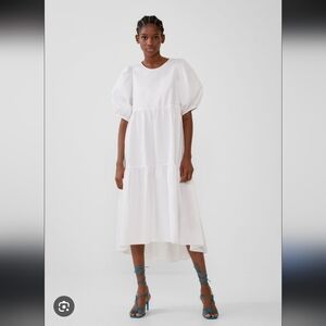 Zara Elegant White Puff Sleeve Dress